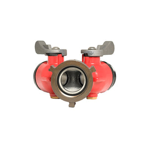 FMBV-15S15S - 1.5" F Swivel NPSH Inlet x (2) 1.5" M NPSH Outlet 2 Way Ball Valve